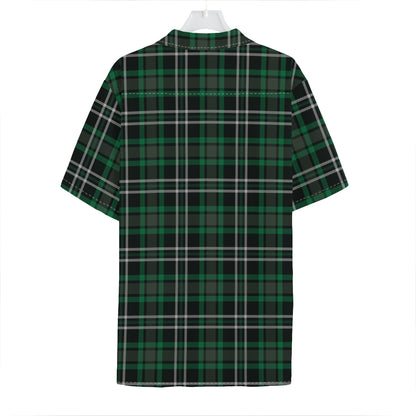 Green Black And White Tartan Print Hawaiian Shirt
