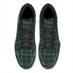Green Black And White Tartan Print High Top Leather Sneakers