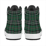 Green Black And White Tartan Print High Top Leather Sneakers
