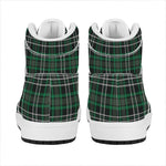 Green Black And White Tartan Print High Top Leather Sneakers