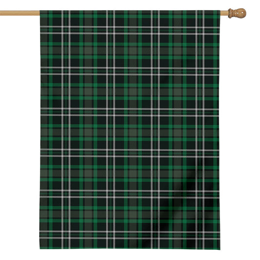 Green Black And White Tartan Print House Flag