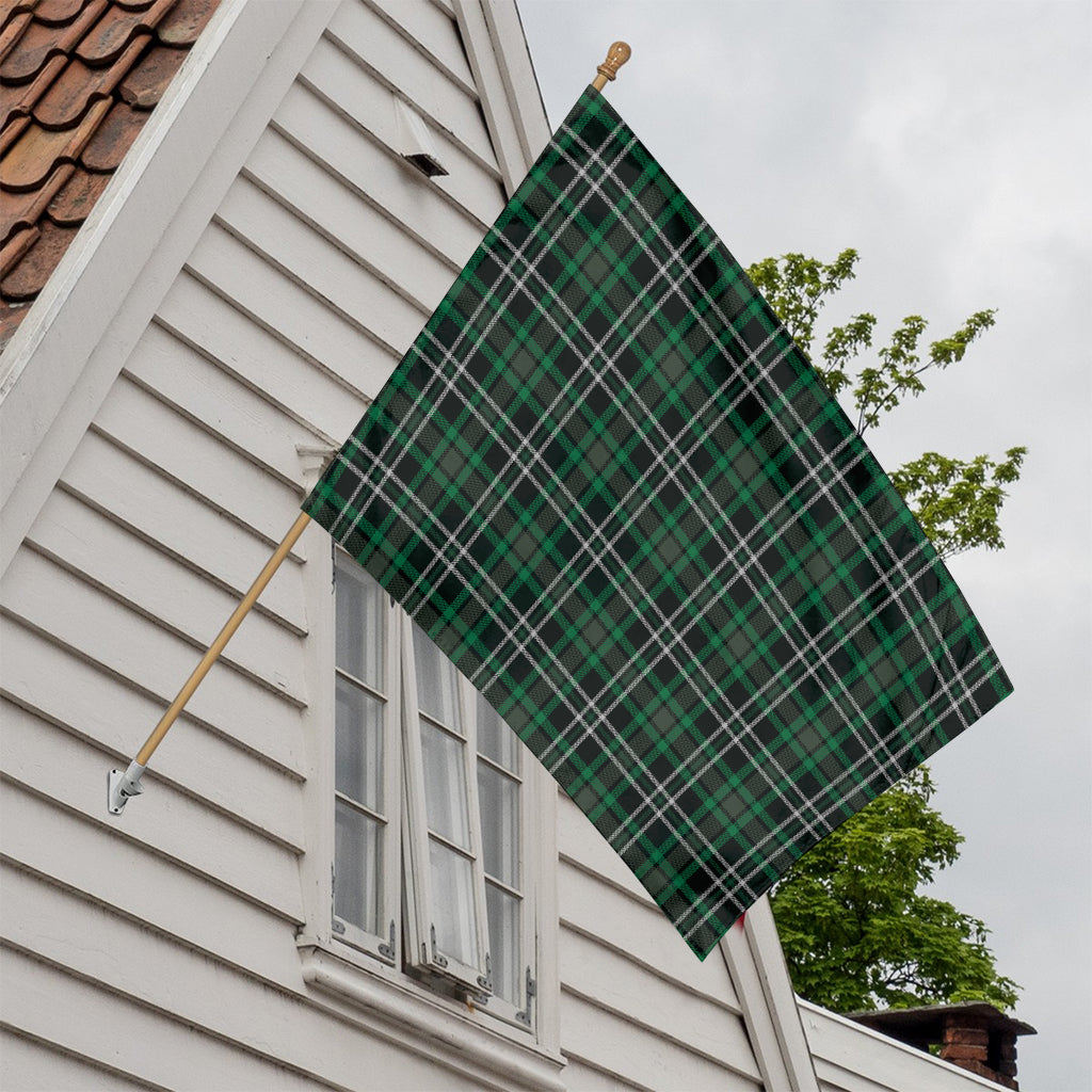 Green Black And White Tartan Print House Flag