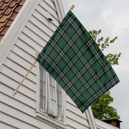 Green Black And White Tartan Print House Flag