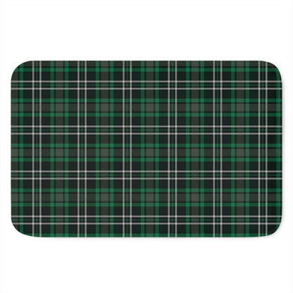 Green Black And White Tartan Print Indoor Door Mat