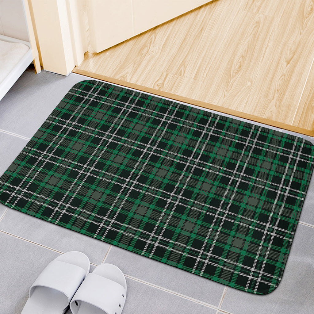 Green Black And White Tartan Print Indoor Door Mat