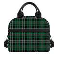 Green Black And White Tartan Print Insulated Lunch Bag