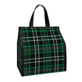 Green Black And White Tartan Print Insulated Lunch Tote