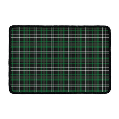 Green Black And White Tartan Print Kitchen Mat