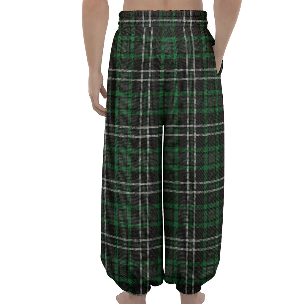 Green Black And White Tartan Print Lantern Pants