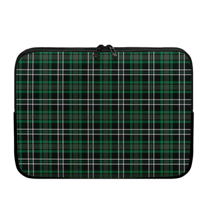 Green Black And White Tartan Print Laptop Sleeve