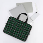 Green Black And White Tartan Print Laptop Sleeve With Handle