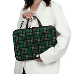Green Black And White Tartan Print Laptop Sleeve With Handle