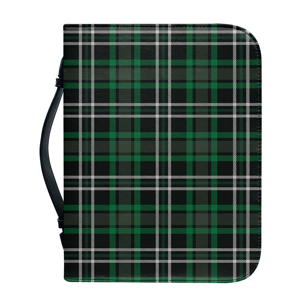Green Black And White Tartan Print Leather Bible Cover
