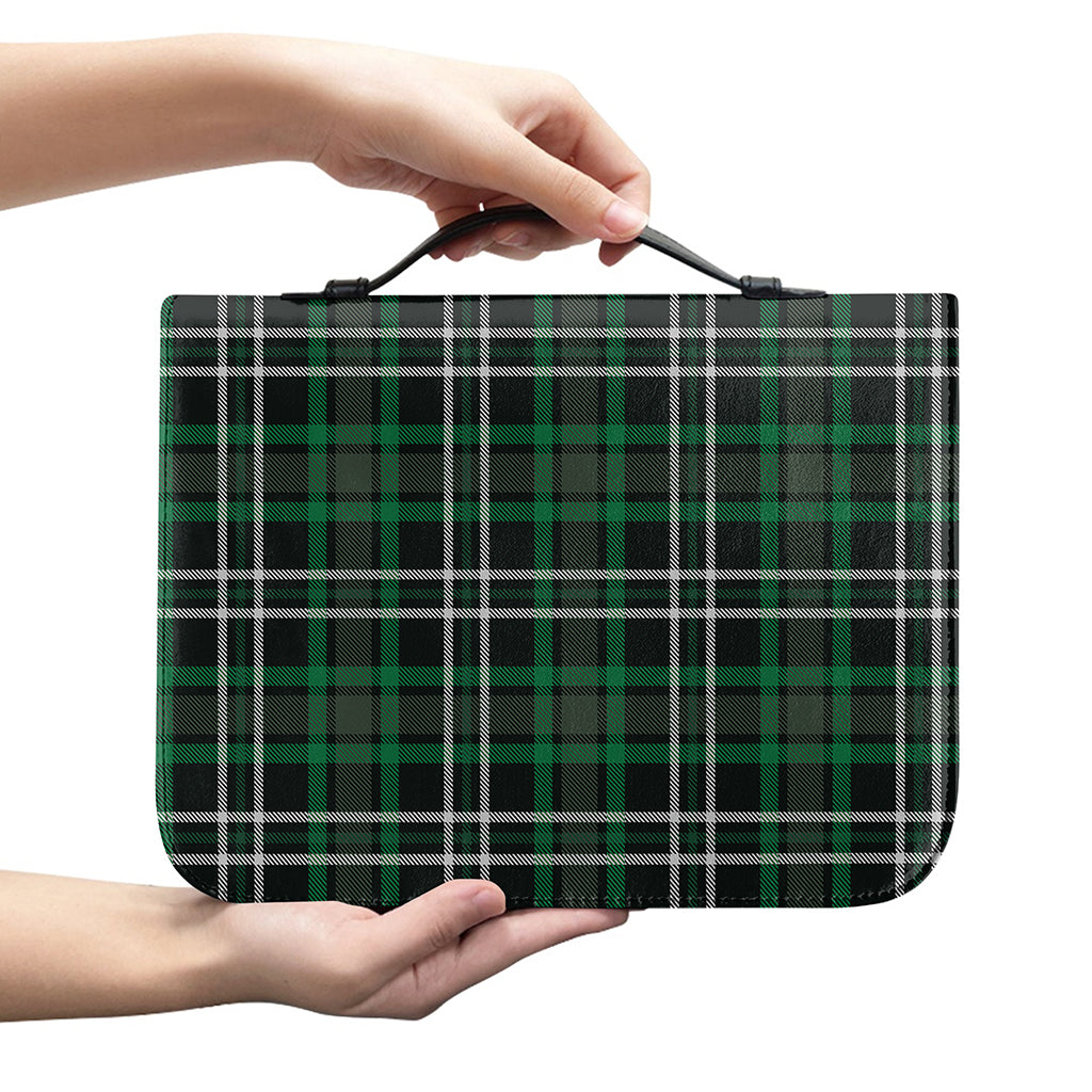 Green Black And White Tartan Print Leather Bible Cover