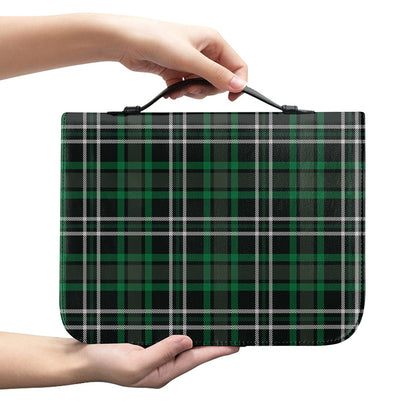 Green Black And White Tartan Print Leather Bible Cover