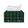 Green Black And White Tartan Print Leather Tissue Box Cover