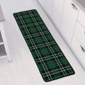 Green Black And White Tartan Print Long Kitchen Mat
