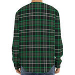 Green Black And White Tartan Print Long Sleeve Baseball Jersey