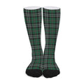 Green Black And White Tartan Print Long Socks