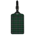 Green Black And White Tartan Print Luggage Tag
