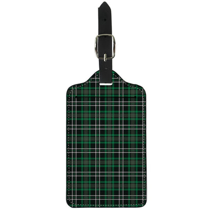 Green Black And White Tartan Print Luggage Tag