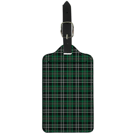 Green Black And White Tartan Print Luggage Tag