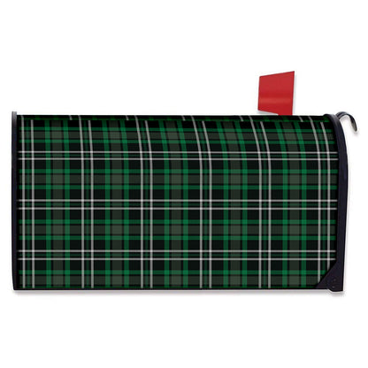 Green Black And White Tartan Print Mailbox Cover