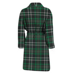 Green Black And White Tartan Print Men's Bathrobe
