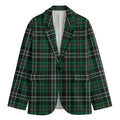 Green Black And White Tartan Print Men's Blazer