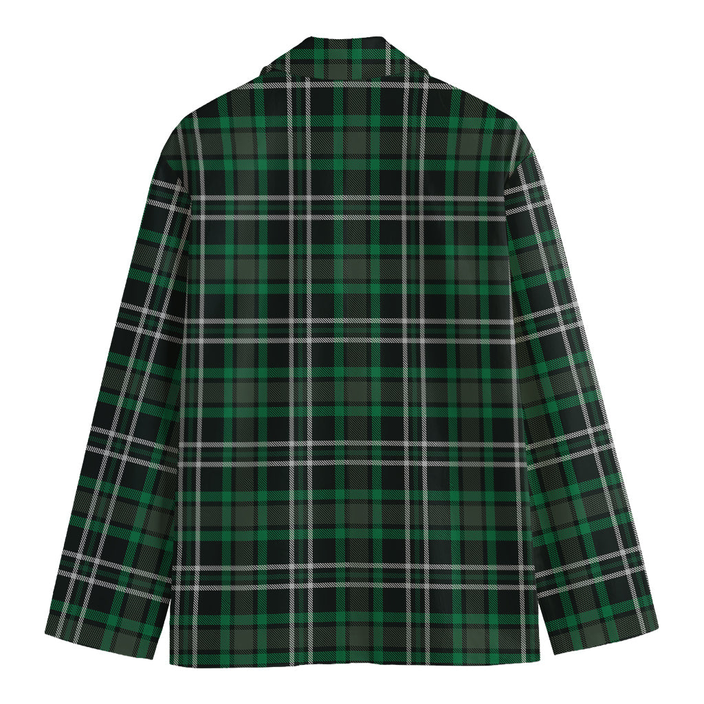 Green Black And White Tartan Print Men's Blazer