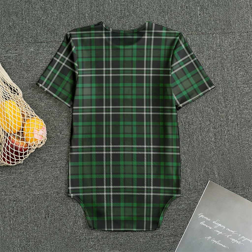 Green Black And White Tartan Print Men's Bodysuit