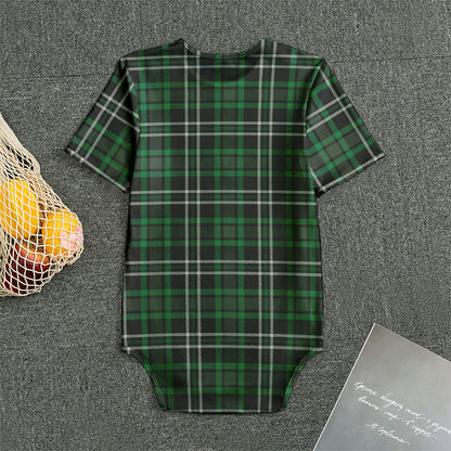 Green Black And White Tartan Print Men's Bodysuit