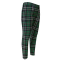 Green Black And White Tartan Print Men's Compression Pants