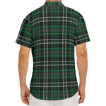 Green Black And White Tartan Print Men's Deep V-Neck Shirt