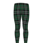 Green Black And White Tartan Print Men's leggings