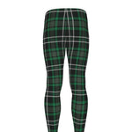 Green Black And White Tartan Print Men's leggings