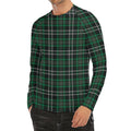 Green Black And White Tartan Print Men's Long Sleeve Rash Guard