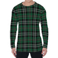 Green Black And White Tartan Print Men's Long Sleeve T-Shirt