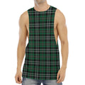 Green Black And White Tartan Print Men's Muscle Tank Top