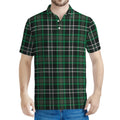 Green Black And White Tartan Print Men's Polo Shirt