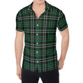 Green Black And White Tartan Print Men's Shirt