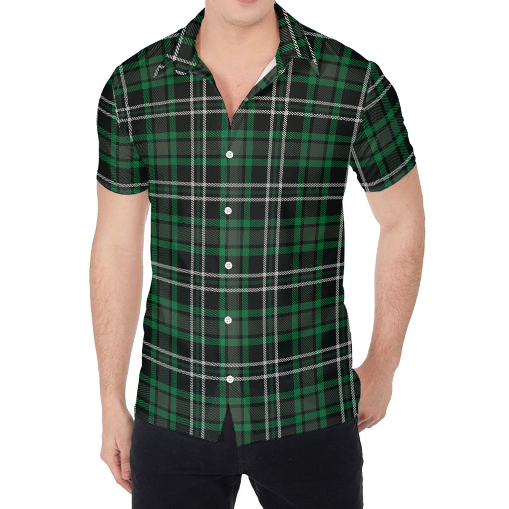 Green Black And White Tartan Print Men's Shirt