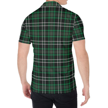Green Black And White Tartan Print Men's Shirt