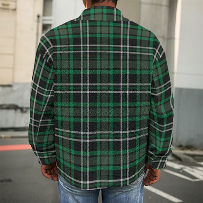 Green Black And White Tartan Print Men's Shirt Jacket