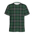 Green Black And White Tartan Print Men's Athletic T-Shirt