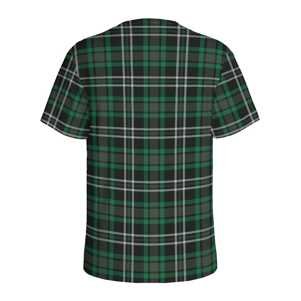 Green Black And White Tartan Print Men's Sports T-Shirt