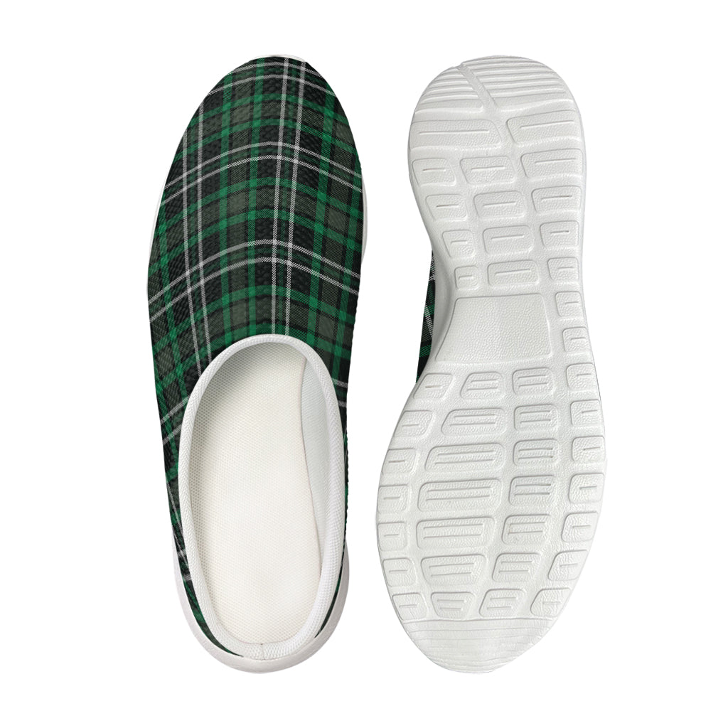 Green Black And White Tartan Print Mesh Casual Shoes