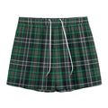 Green Black And White Tartan Print Mesh Shorts