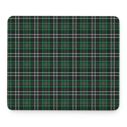 Green Black And White Tartan Print Mouse Pad