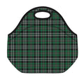 Green Black And White Tartan Print Neoprene Lunch Bag